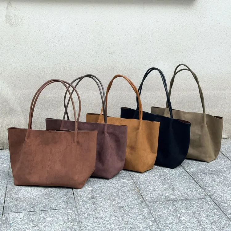 韩系帆布麂皮绒包包单肩包大包秋冬大容量百搭手提托特包女款新款