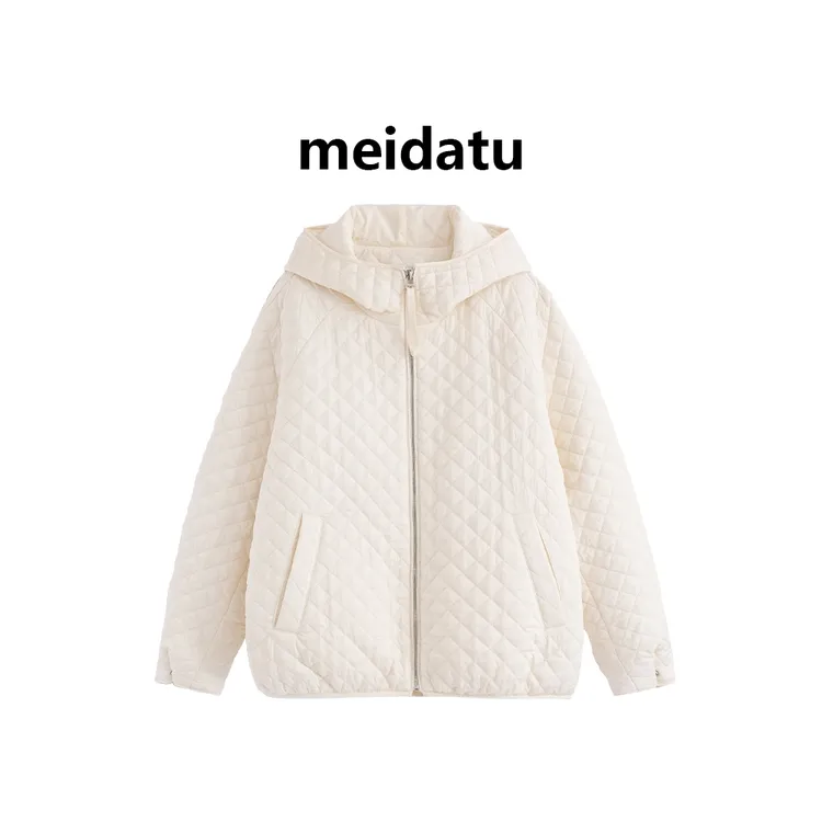 美哒兔（菱格美学）时尚菱格宽松连帽休闲外套CK2967-27