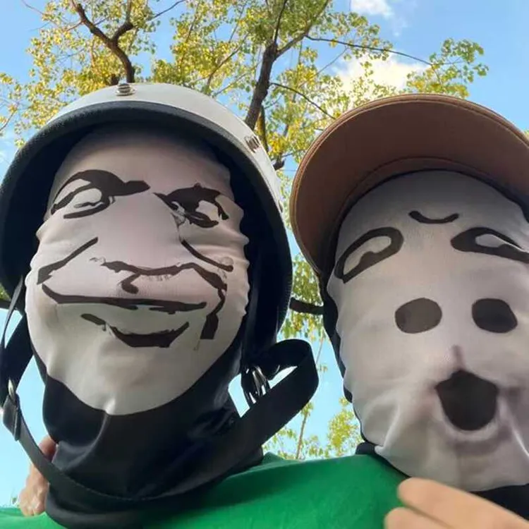 网红同款接亲结婚搞怪面具头套创意骑行透气恶搞明星面罩社牛头套