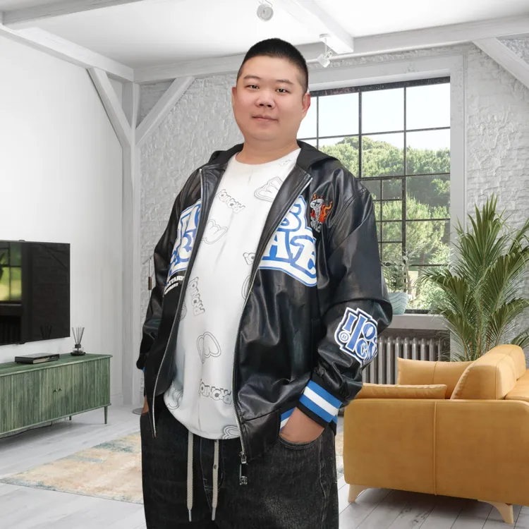 秋季新款美式宽松休闲男士大码PU夹克外套罗纹下摆春秋男士皮夹克
