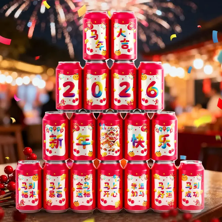 2026新款马年可乐贴纸春节年夜饭布置装饰公司年终宴会拍照仪式感