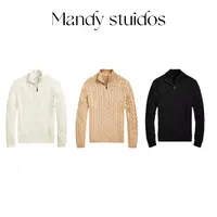 2025早秋情侣款半拉链绞花套头针织衫