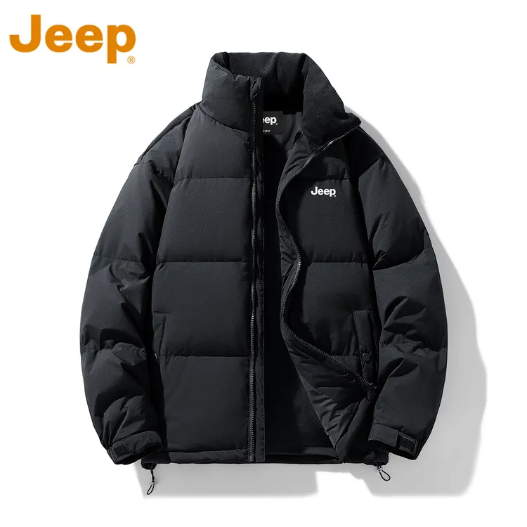 JEEP吉普黑色90鸭绒立领羽绒服男款冬季2025新款宽松保暖防风外套