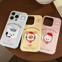 【包相机按键】ins韩风刺绣小狗适用苹果171615手机壳iPhone14/13软