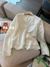 【四季青丁玲轻奢】新款女装蕾丝圆领单排扣上衣5205