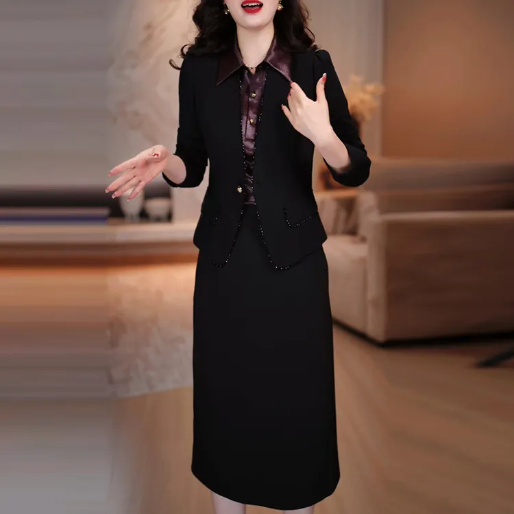 小香风西装职业套装连衣裙女2025新款春秋气质高级感贵夫人两件套