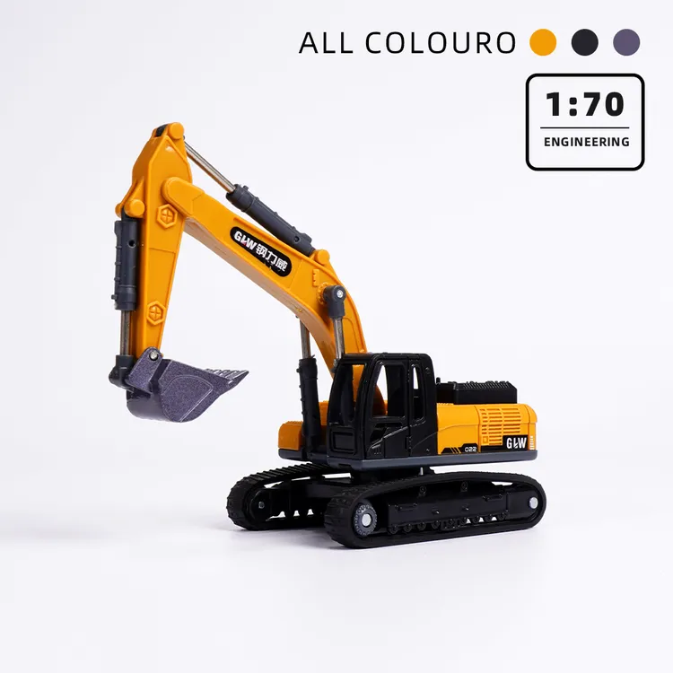 迷你小号合金工程车套装1:70合金挖掘机推土压路机吊车叉车汽车男