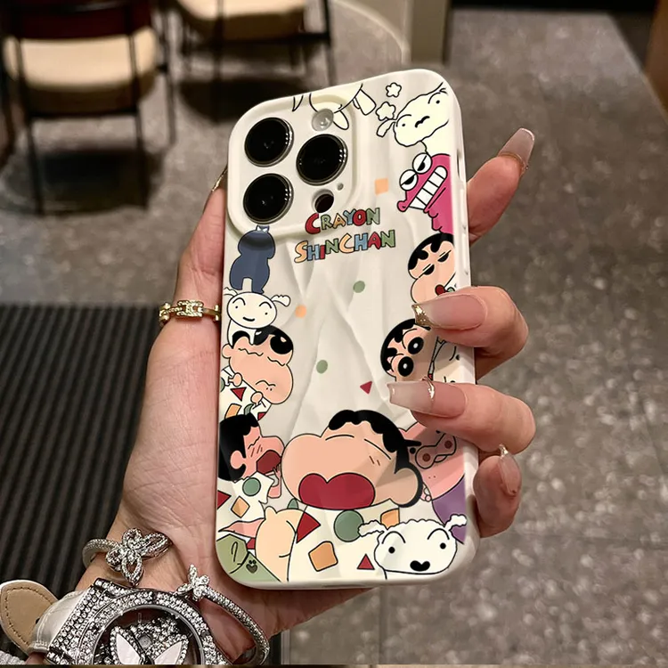 趣味小新适用iphone16苹果15pro手机壳14plus褶皱13磨砂12软11