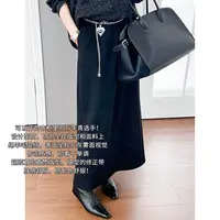 A美洋MEIYANG 舒服半裙【商场同款】羊毛混纺松紧腰直筒中长裙-周一