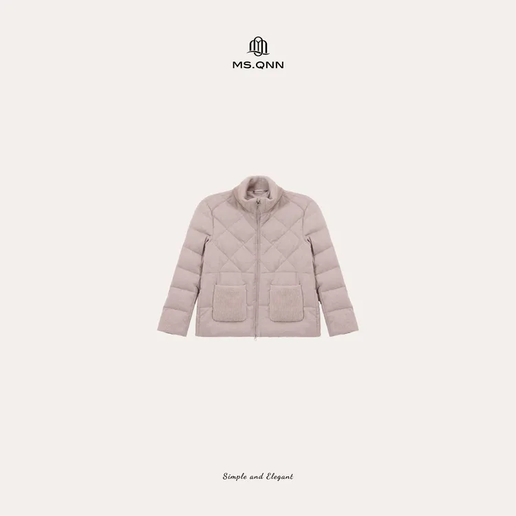 Ms.Qnn“慢调巴黎”90白鹅绒羊毛驼绒菱格显瘦羽绒服 52C1792 Q姐