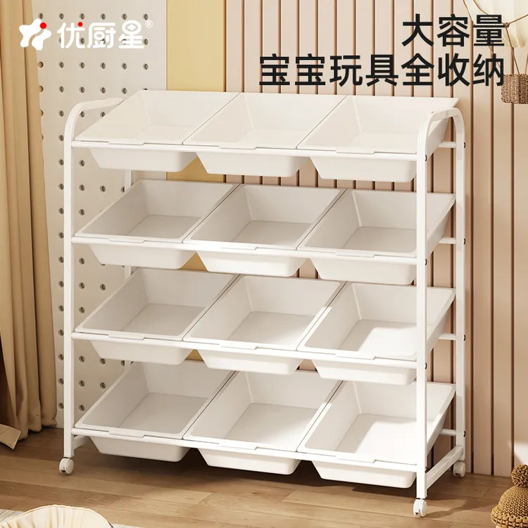 儿童玩具收纳置物架宝宝零食置物架厨房置物架小推车大容量可移动