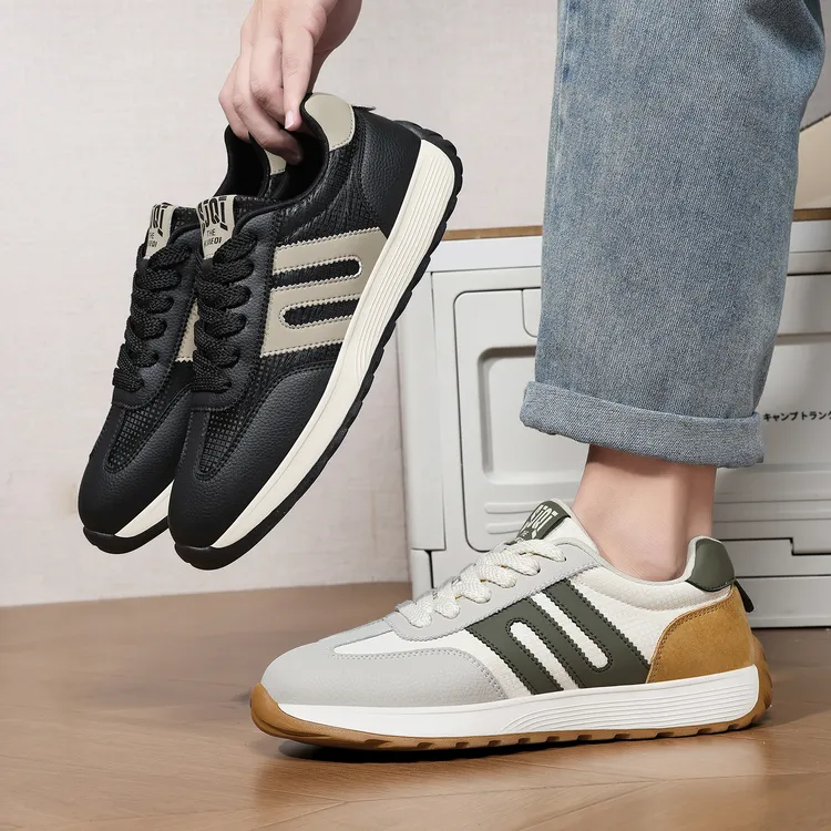 男鞋新款皮面青少年运动鞋男学生软底百搭休闲鞋男经典复古德训鞋