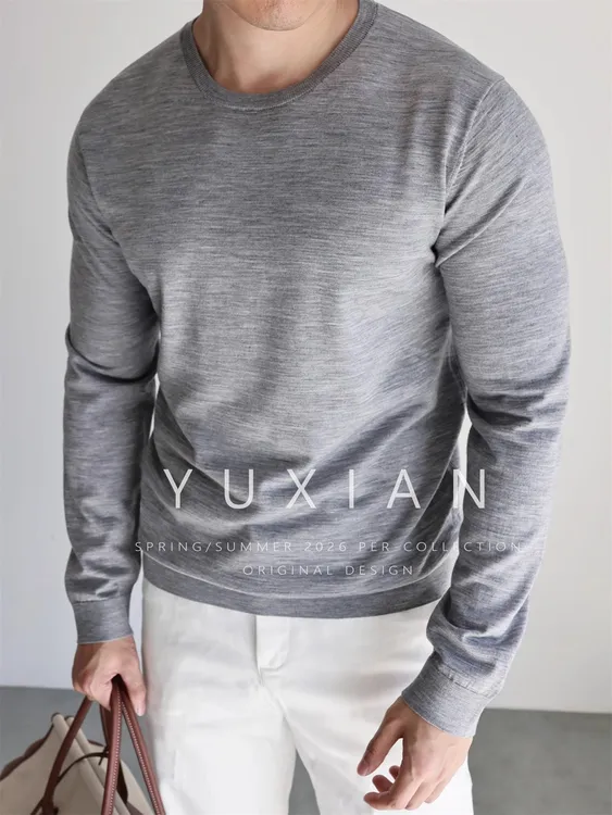 【可机洗澳洲羊毛】超细100%美利奴羊毛针织长袖毛衣打底圆领秋冬