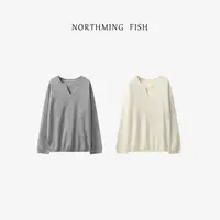 NorthMing fish「倍感轻松」休闲简约 松弛随性感V领显瘦宽松针织衫