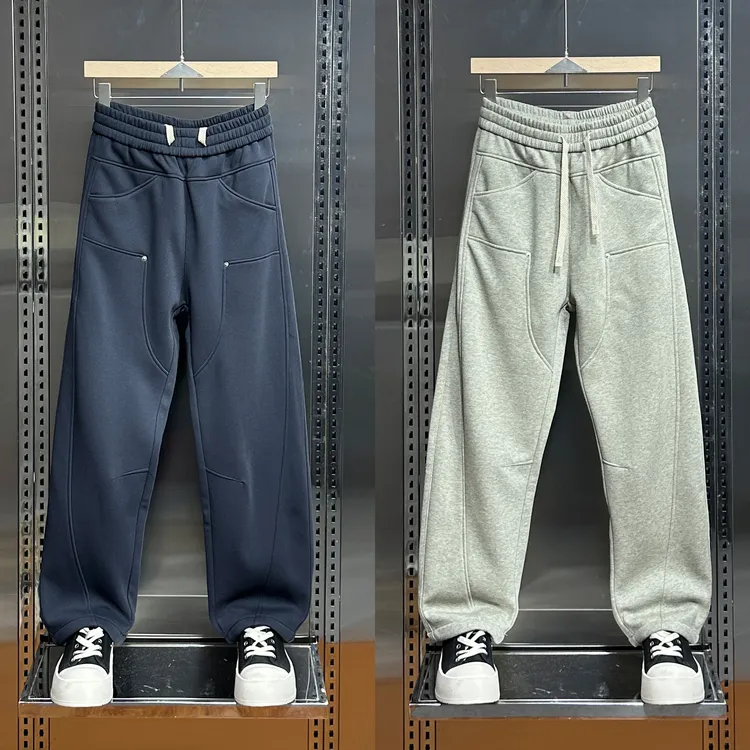 男士冬季新款加绒卫裤宽松显瘦运动长裤潮流百搭直筒休闲长裤卫裤