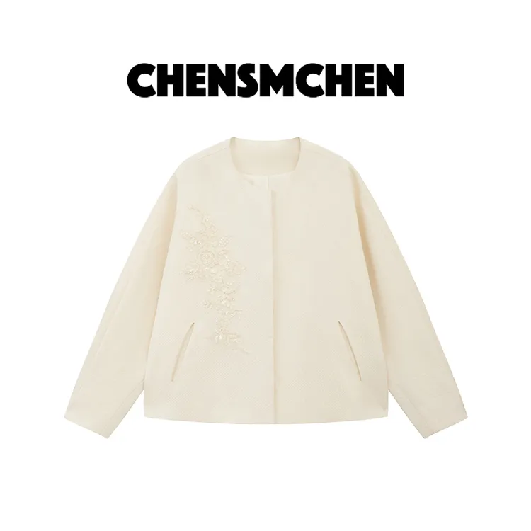 CHENSMCHEN 绵羊毛重工刺绣外套女时尚休闲宽松显瘦上衣CSW6159MN