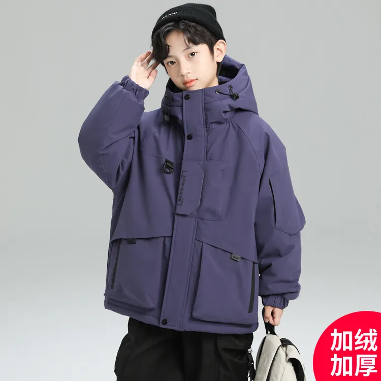 男童外套秋冬款2025新款冬季加绒加厚中大儿童男孩冬装派克棉服潮