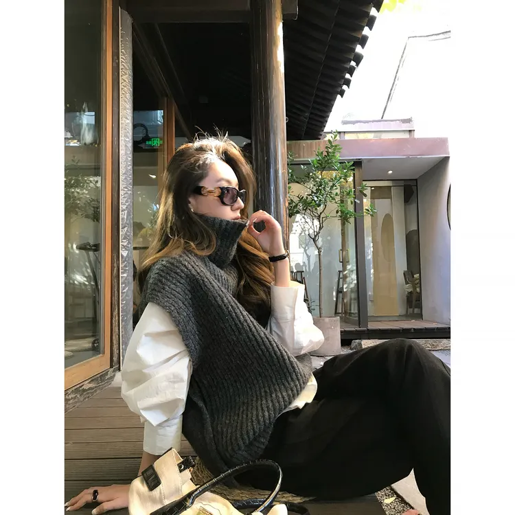 Gakee【双生灰度】秋冬纯色百搭时尚针织套头高领毛衣M39111GK53