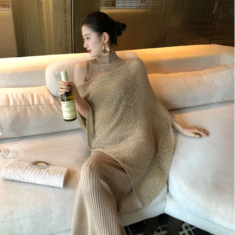 慵懒感轻奢贵气套头披肩外搭针织斗篷不规则显瘦设计感气质针织衫