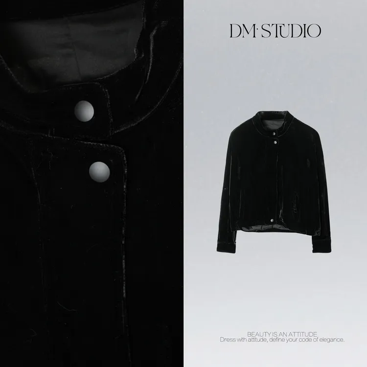 DEDM•STUDIO/法式减龄静奢百搭气质拉链款丝绒外套2509WT/613973
