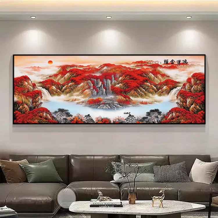 （鸿运当头横幅）客厅办公室书房晶瓷晶钻客厅挂画背景家居饰品