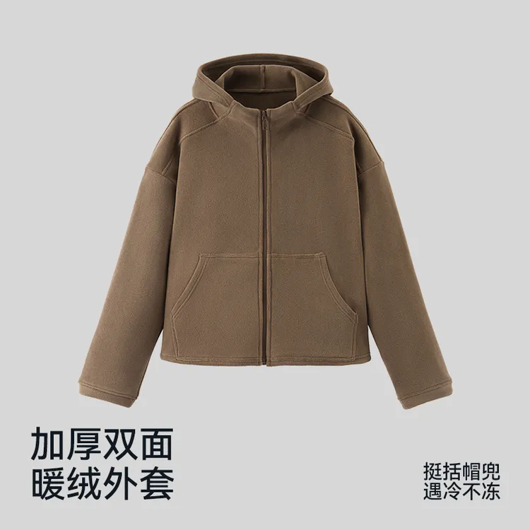 秋冬运动休闲外套防风宽松通勤风拉链连帽保暖时尚简约7458