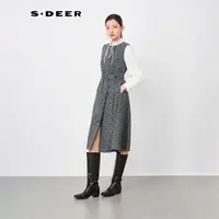 【千玺】【含羊毛】圣迪奥秋新款高端气质时尚设计师连衣裙S244Z1288