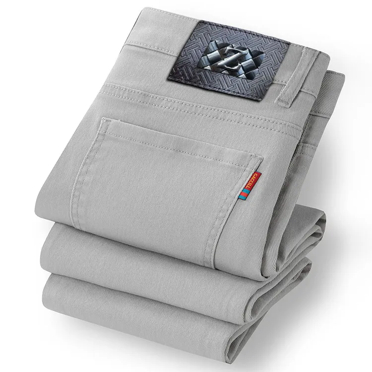 H9507 秋冬厚款高端男装牛仔裤休闲弹力百搭时尚银玉灰男士牛仔裤