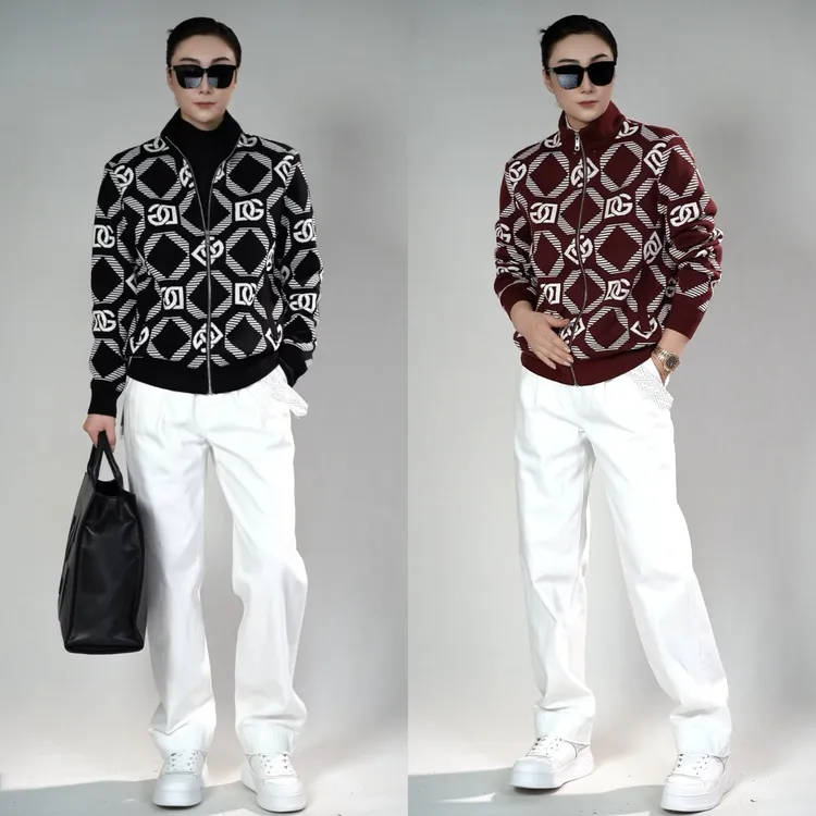 DG迪噶雅男士羊毛夹克K270秋季新款男装色织提花立领羊毛夹克