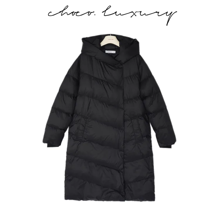 CHOCO【哥本哈根】进口面料 保命服！巨暖！连帽长款90白鸭绒 D3503