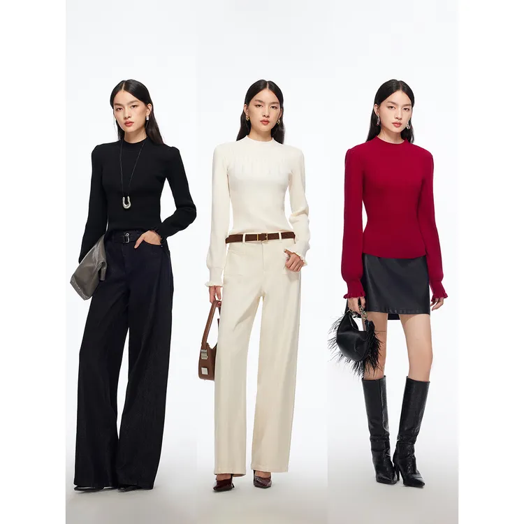 Vero Moda针织衫【月光纱】含绵羊毛花边袖口修身上衣325424003