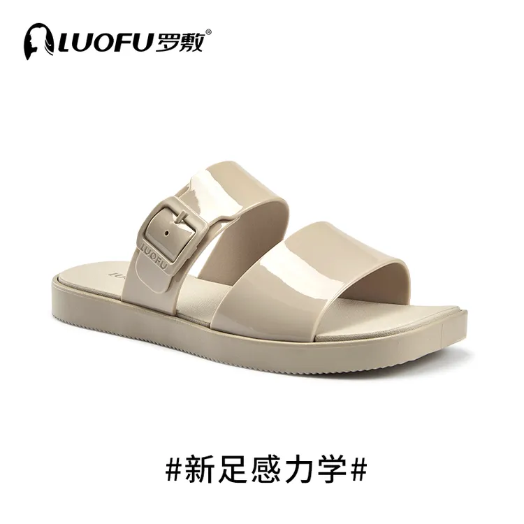 罗敷拖鞋女家用浴室洗澡防滑家居室内平底方跟外穿凉拖高级