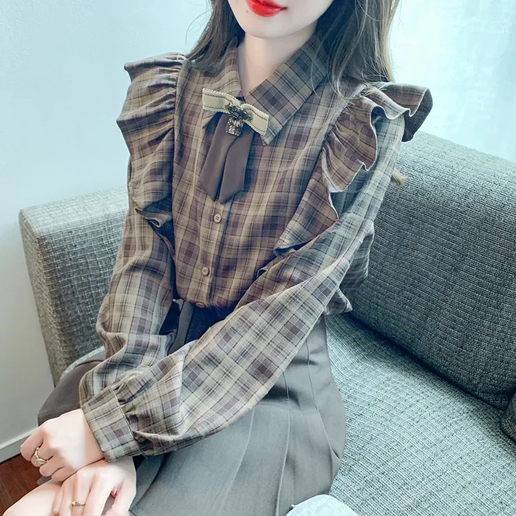 2025秋装新款气质女神范淑女风衬衫女设计感小众复古减龄长袖上衣