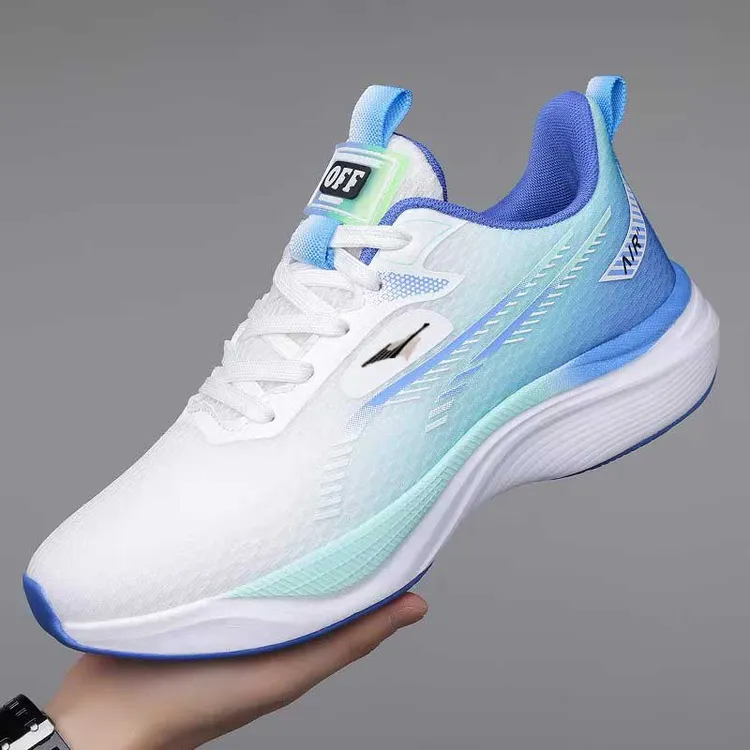 鸿星官网正品男鞋2025新款休闲运动鞋网面透气软底防滑减震跑步鞋