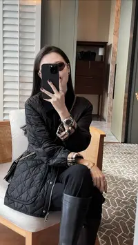 【米卡私服】 女士中长款复古棉服翻领秋冬