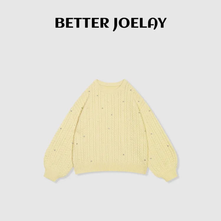 BETTER JOELAY-【珍珠水钻】时尚针织毛衣个性慵懒WS92268
