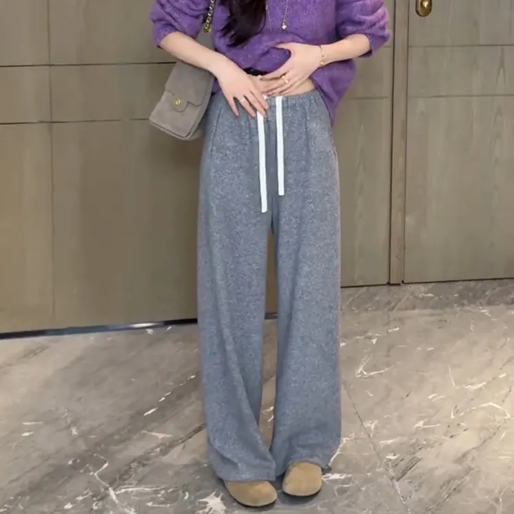 垂感直筒裤女窄版阔腿裤秋季2025新款宽松休闲裤高腰显瘦拖地长裤