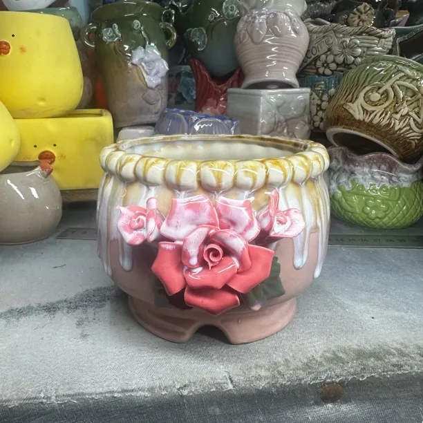 口10cm高10cm 渐变手工捏花盆