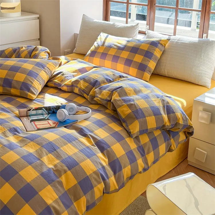新款加厚亲肤四件套床单被套斜纹床上用品单人学生宿舍被罩三件套