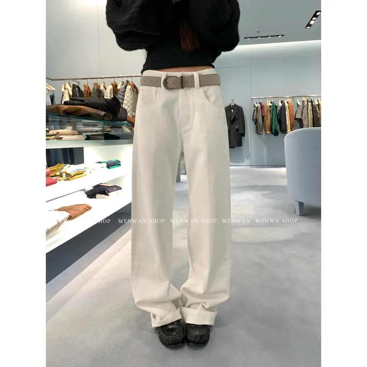 【follow fit】bc白色直筒修腿显瘦百搭牛仔裤