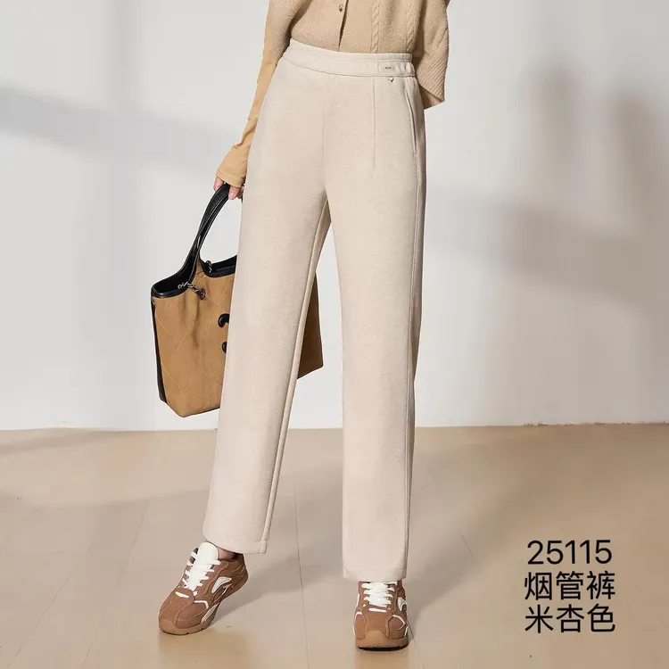 【小个子】裤子2025秋冬新款休闲百搭羊毛加桑蚕丝简约显瘦显高女裤