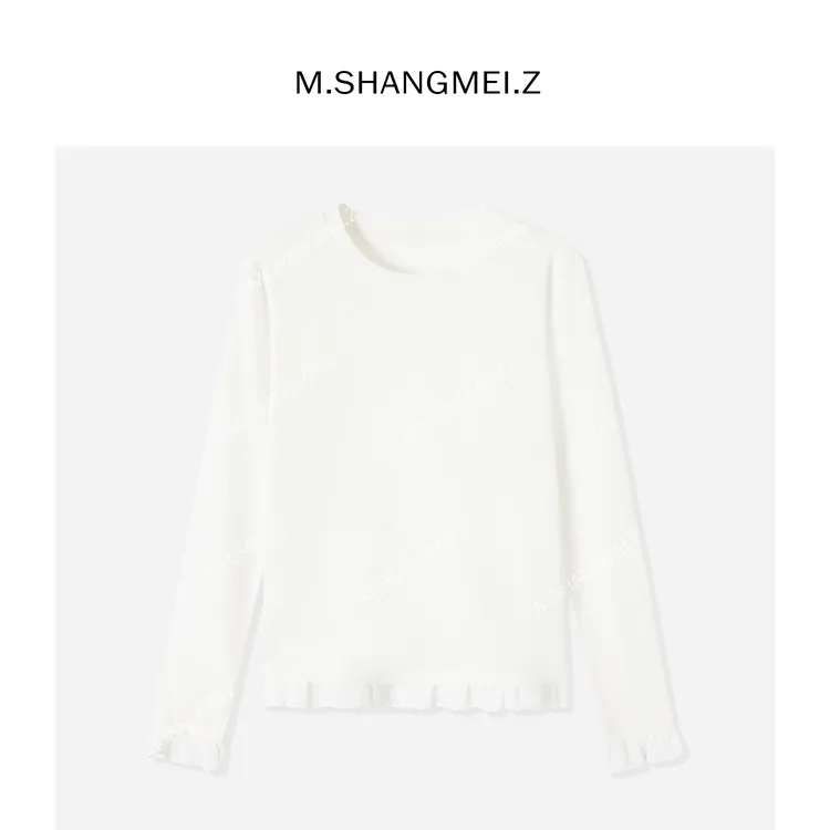 M.SHANGMEI.Z/沐熙【山茶白羽】美大哥舒适拼接百搭长袖T恤X113281