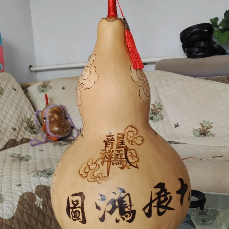 天然葫芦挂件家居客厅卧室摆件，净高40厘米赠底座