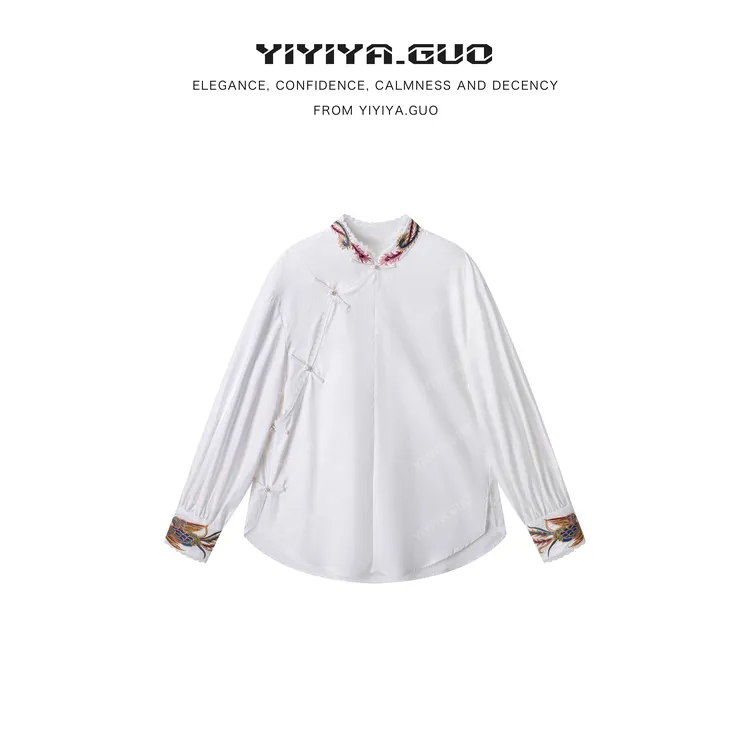 yiyiya.Guo艺艺吖【十里桃花】刺绣衬衫斜襟上衣090035SS52