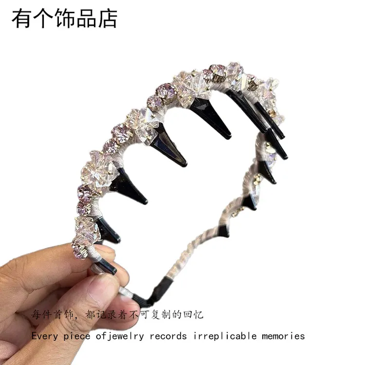 超闪波浪带齿粉色发箍蓬松高颅顶S