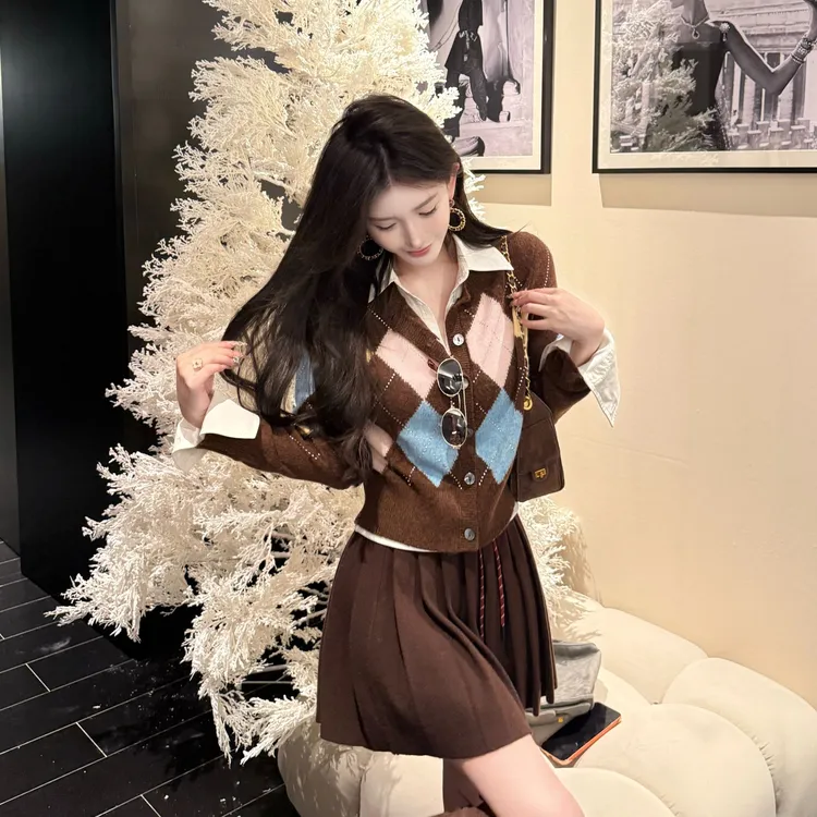 GUIDI GUDI【慕斯杯】轻奢感时尚气质休闲镂空毛衣/黄加蓝