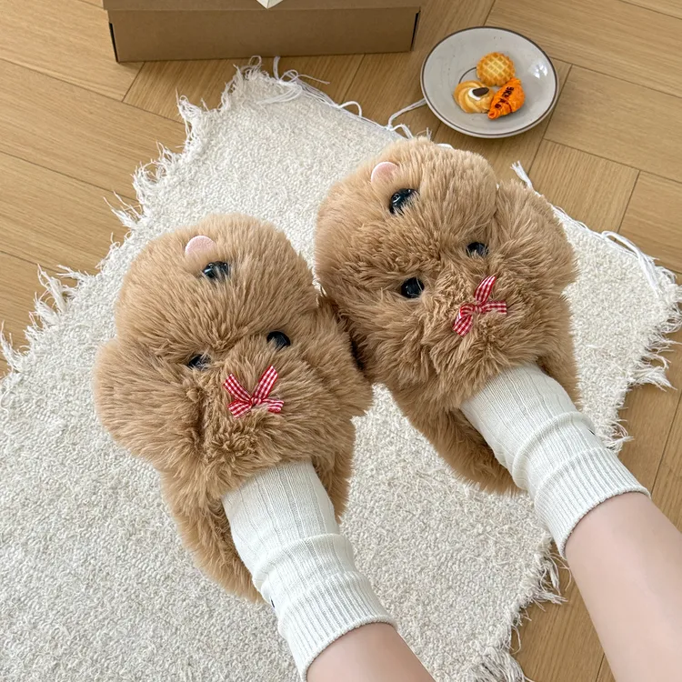 暖之缘 2025新款可爱小狗马尔济斯棉鞋女加绒居家防滑厚底棉拖鞋