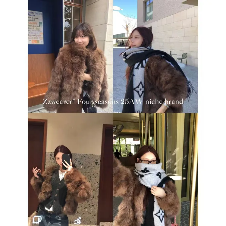 Zzwearer”25/AW“以假乱真”【立领版】气质清冷晕染仿狐狸毛外套女