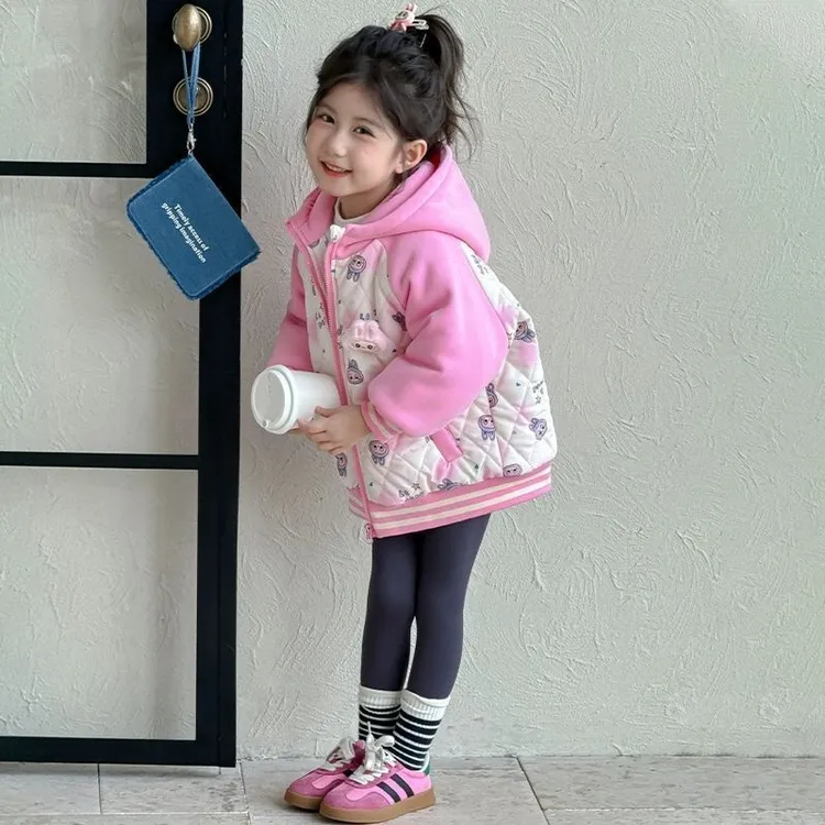 女童外套秋冬款2025新款儿童秋装夹棉加厚上衣洋气女宝棉袄棉衣潮