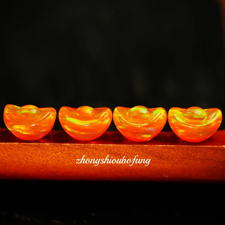 合成欧泊「ZHONG」欧泊金元宝人造欧泊炫光系列文玩配饰13.5×9×9mm